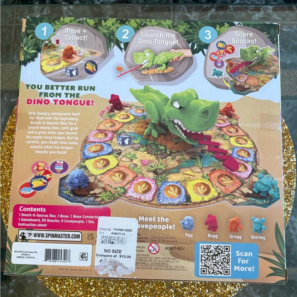 Snack-O-Saurus Rex NWT Kids Game – Green Dino with Pink Tongue. Better run!